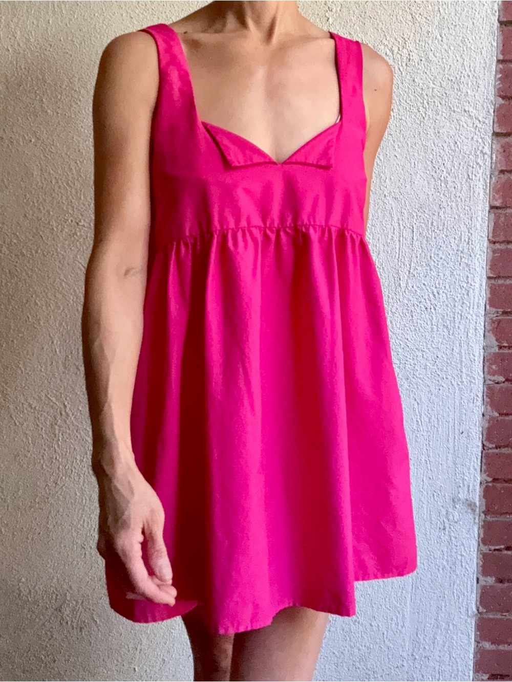 Anthropologie Hot Pink Babydoll Mini Dress, size XS/S